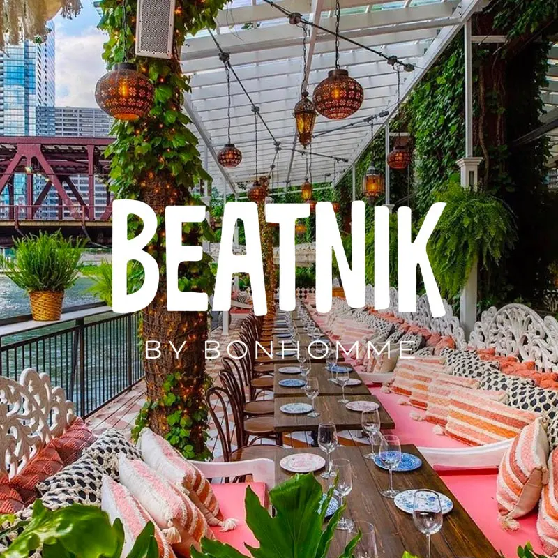 Beatnik restaurant with an overlaying logo